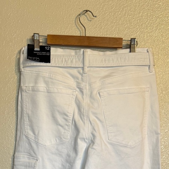 NWT Sofia Vergara Jeans Women 12 White Margot Wide Leg Cargo High Rise Belted - Picture 5 of 9